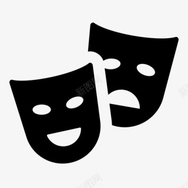 戏剧快乐悲伤面具戏剧面具表演面具图标图标