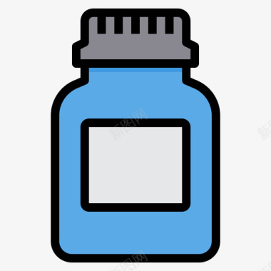 维生素瓶子和容器4线性颜色图标图标