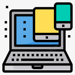 icon手机电脑手机电脑和笔记本电脑5线性颜色图标高清图片