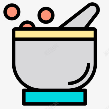 砂浆厨房93线性颜色图标图标