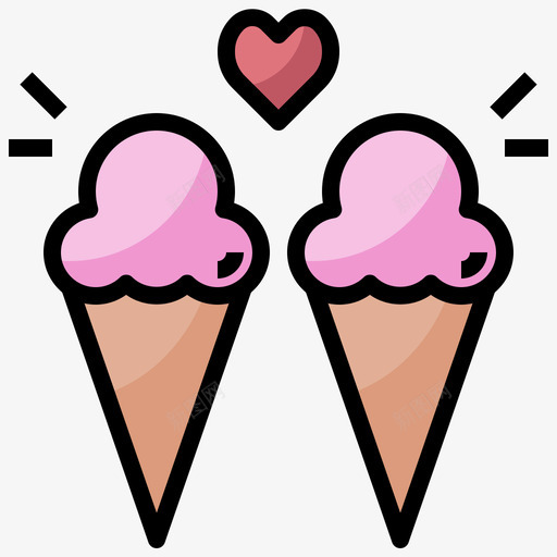 冰淇淋约会夜40线性颜色图标svg_新图网 https://ixintu.com 冰淇淋 约会 线性 颜色