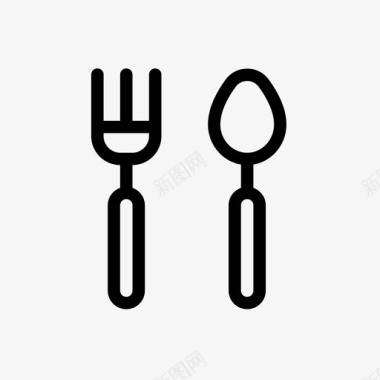 叉子和勺子晚餐吃图标图标