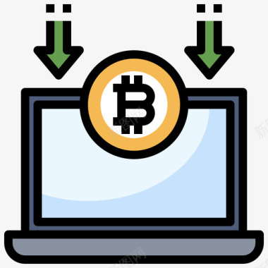 收入区块链和金融科技线性颜色图标图标