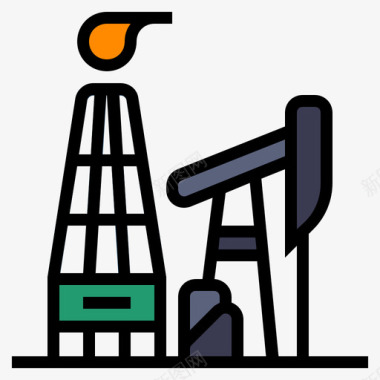 石油开采技术颠覆2线性颜色图标图标