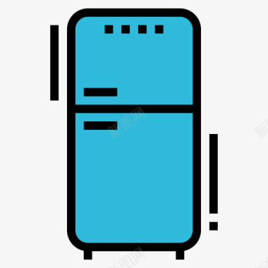 冰箱104餐厅线性颜色图标图标