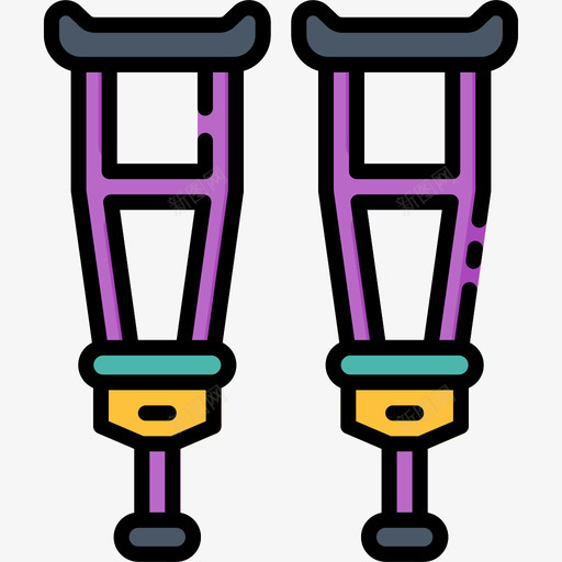 拐杖治疗39线性颜色图标svg_新图网 https://ixintu.com 拐杖 治疗 线性 颜色