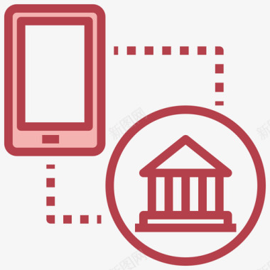 银行区块链和金融科技4红色图标图标