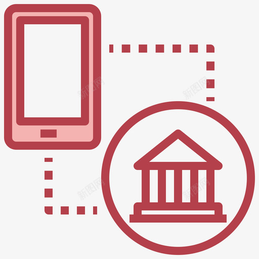 银行区块链和金融科技4红色图标svg_新图网 https://ixintu.com 区块 科技 红色 金融 银行