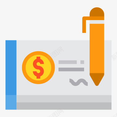 支票账单和付款3平装图标图标