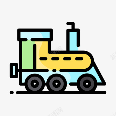 火车玩具婴儿淋浴30线性颜色图标图标