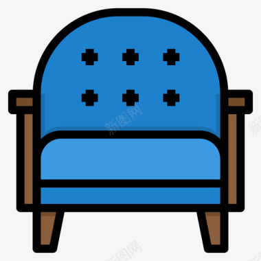 扶手椅家具143线性颜色图标图标
