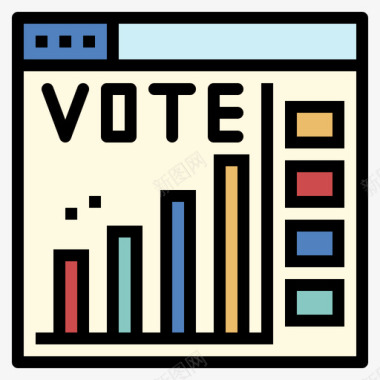 投票选举9直线颜色图标图标