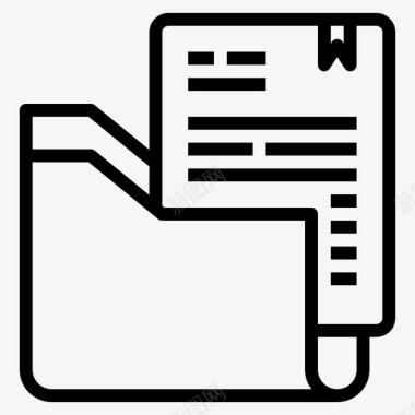 文件夹文具和办公室13线性图标图标