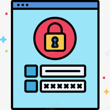 密码网络安全37线性颜色图标图标
