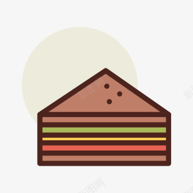 三明治街头食品11原色图标图标