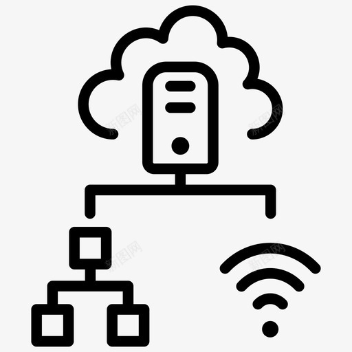 云计算服务器云连接云托管图标svg_新图网 https://ixintu.com 云网 云计算 图标 托管 服务 服务器 线图 网络 连接