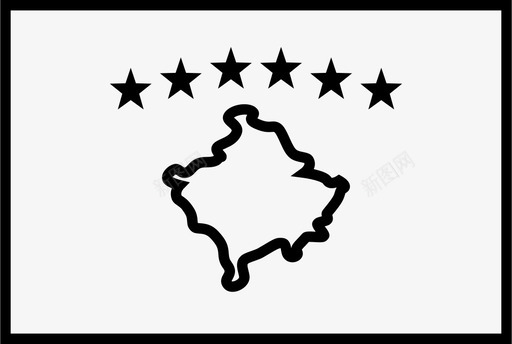 科索沃国旗简化轮廓世界国旗图标图标