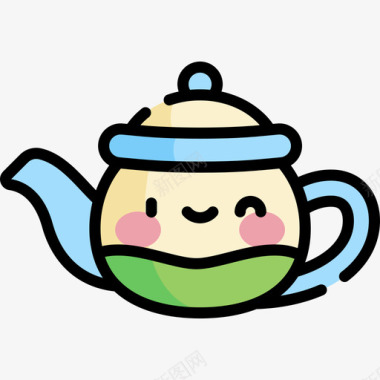茶壶家庭生活24线性颜色图标图标