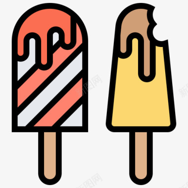 冰淇淋86派对线性颜色图标图标