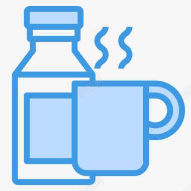 牛奶43号咖啡馆蓝色图标图标