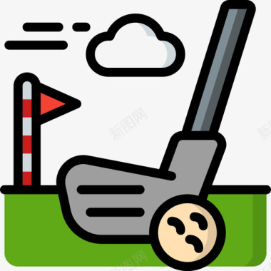 高尔夫爱好10线条颜色图标图标