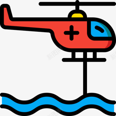 直升机救援和响应2线性颜色图标图标