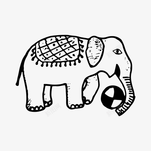 大象动物球图标svg_新图网 https://ixintu.com 动物 大象 手绘 素描 马戏团