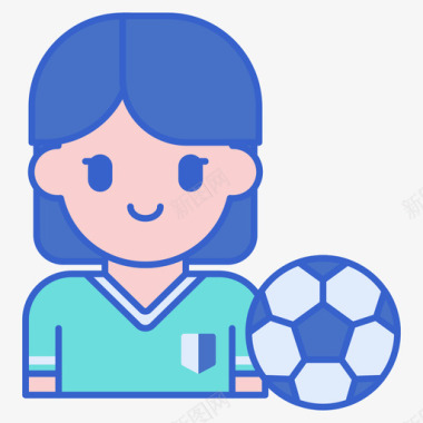女足球84岁线性颜色图标图标