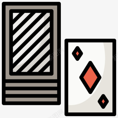 扑克牌赌场91线性颜色图标图标