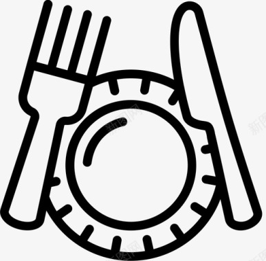 餐具野餐58线性图标图标