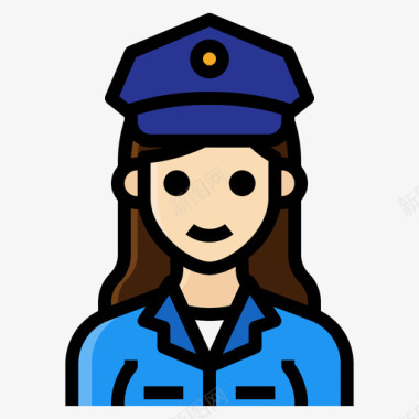 警察职业妇女3直系肤色图标图标