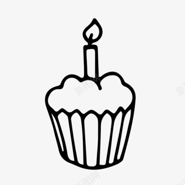纸杯蛋糕生日蛋糕生日蜡烛图标图标