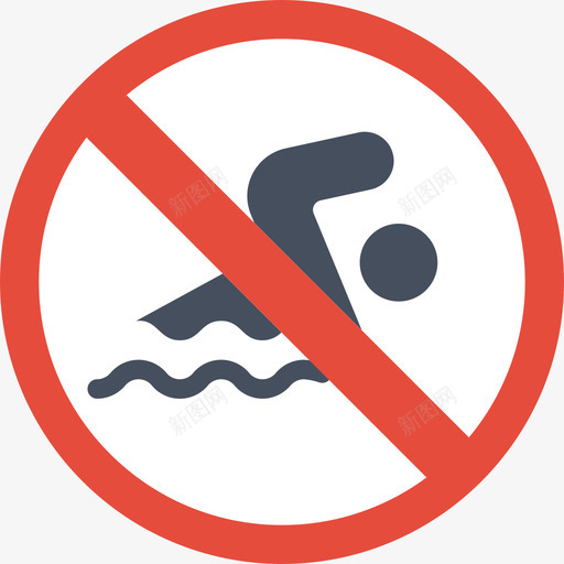 禁止游泳警告标志5平坦图标svg_新图网 https://ixintu.com 平坦 标志 游泳 禁止 警告