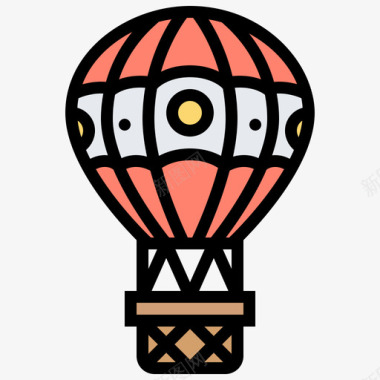 热气球马戏团84线性颜色图标图标