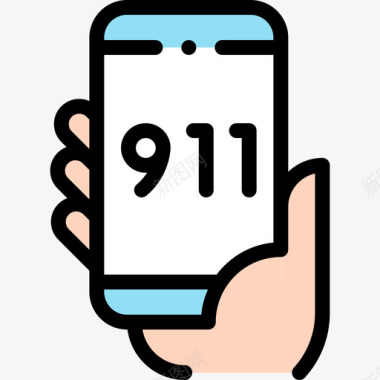 911警察49直线颜色图标图标