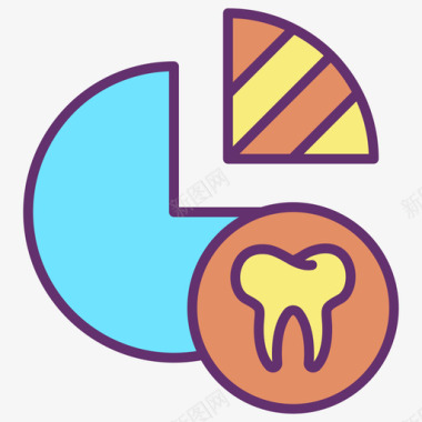 饼图牙科40线性颜色图标图标