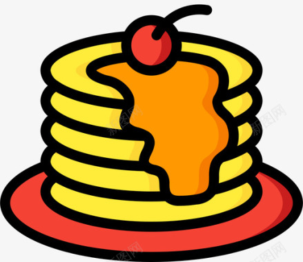 薄烤饼加拿大9线性颜色图标图标