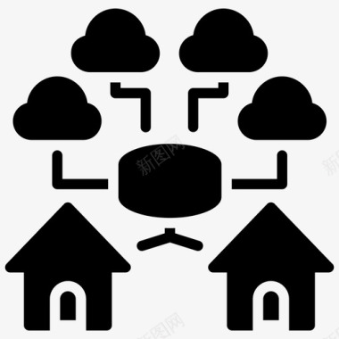 家庭网络云计算云网络图标图标