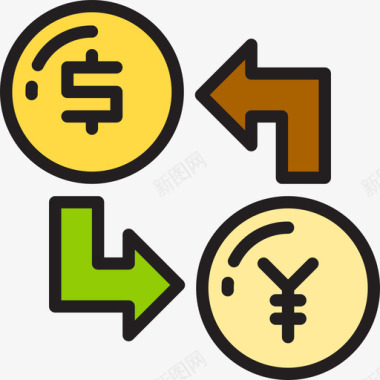 交换货币基金2线性颜色图标图标