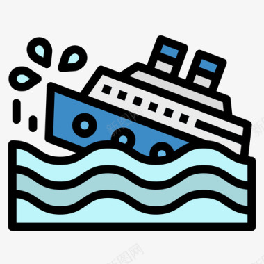 沉船保险65线性颜色图标图标