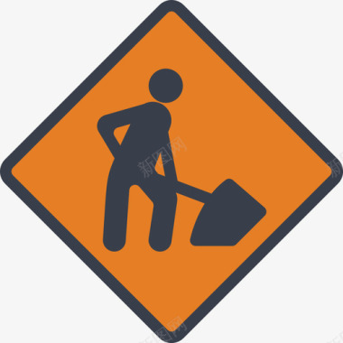 道路工程美国路标4平坦图标图标