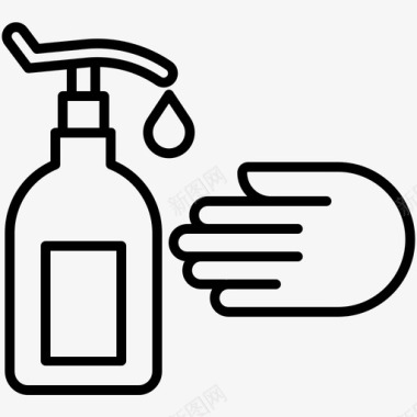 手洗清洁90线性图标图标