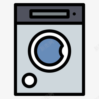 洗衣机家用电器21线性颜色图标图标