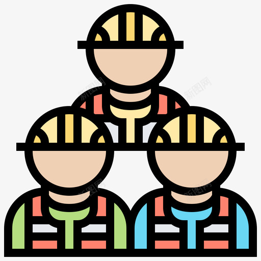 团队合作建筑工人3线条颜色图标svg_新图网 https://ixintu.com 合作 团队 工人 建筑 建筑工 线条 颜色