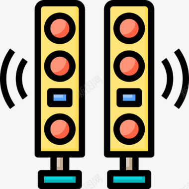 扬声器通信2线性颜色图标图标