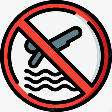 禁止潜水警告标志2线条颜色图标图标