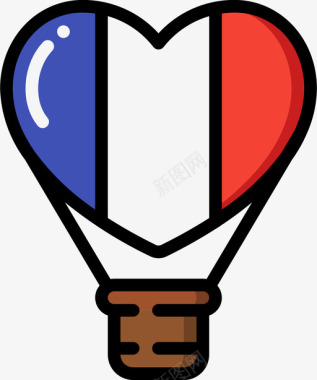 热气球法国3线性颜色图标图标