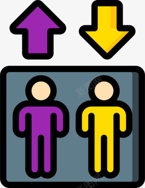 电梯公共服务9线性颜色图标图标