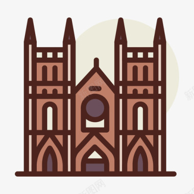 圣保罗大教堂22座纪念碑线性颜色图标图标