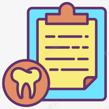 牙科记录牙科40线性颜色图标图标